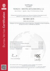 Tecnisata ISO 9001 Certificate